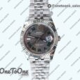 Реплика часов Rolex DateJust 41mm Fluted Bezel Stainless steel Grey Dial Roman Marker Jubilee Bracelet