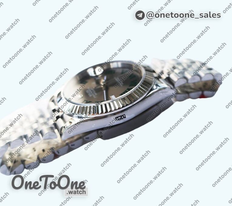 Реплика часов Rolex DateJust 41mm Fluted Bezel Stainless steel Grey Dial Roman Marker Jubilee Bracelet