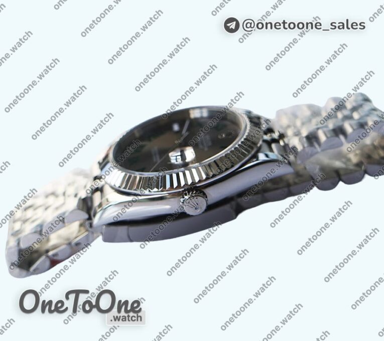 Реплика часов Rolex DateJust 41mm Fluted Bezel Stainless steel Grey Dial Roman Marker Jubilee Bracelet