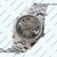 Реплика часов Rolex DateJust 41mm Fluted Bezel Stainless steel Grey Dial Roman Marker Jubilee Bracelet