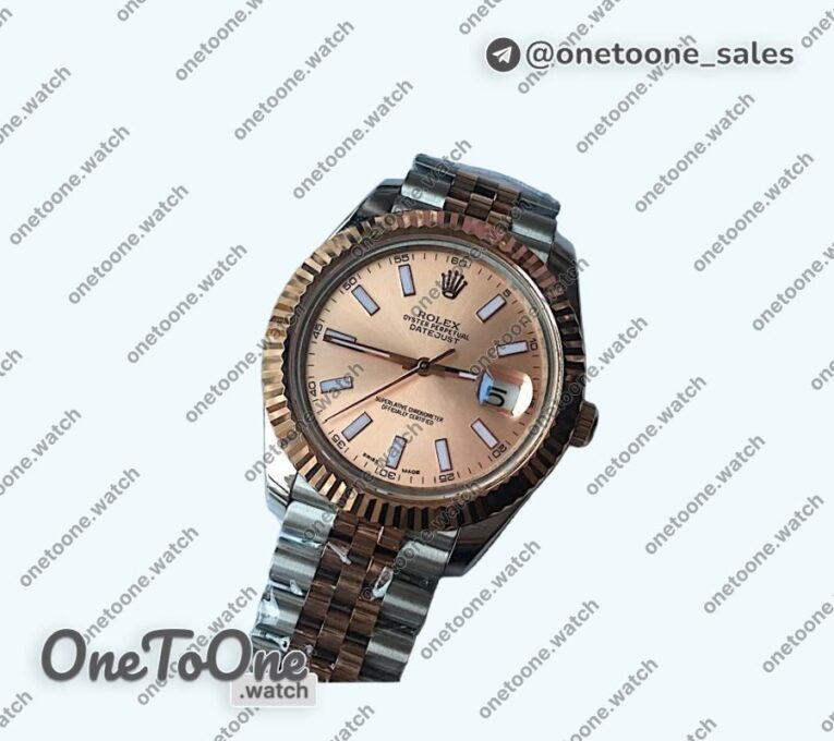 Реплика часов Rolex DateJust 41mm Fluted Bezel Stainless steel/Rose gold 7 Dials Stick Marker Jubilee Bracelet