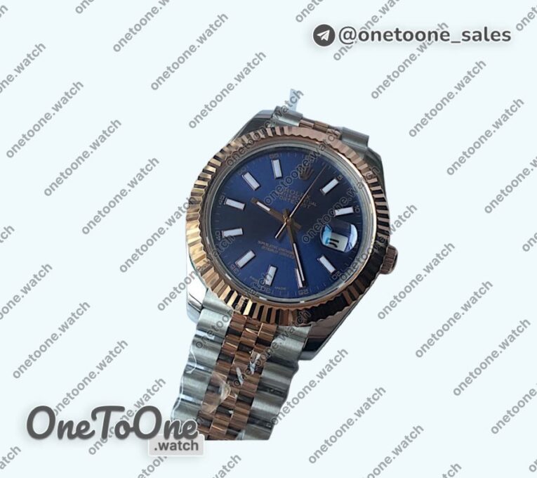 Реплика часов Rolex DateJust 41mm Fluted Bezel Stainless steel/Rose gold 7 Dials Stick Marker Jubilee Bracelet