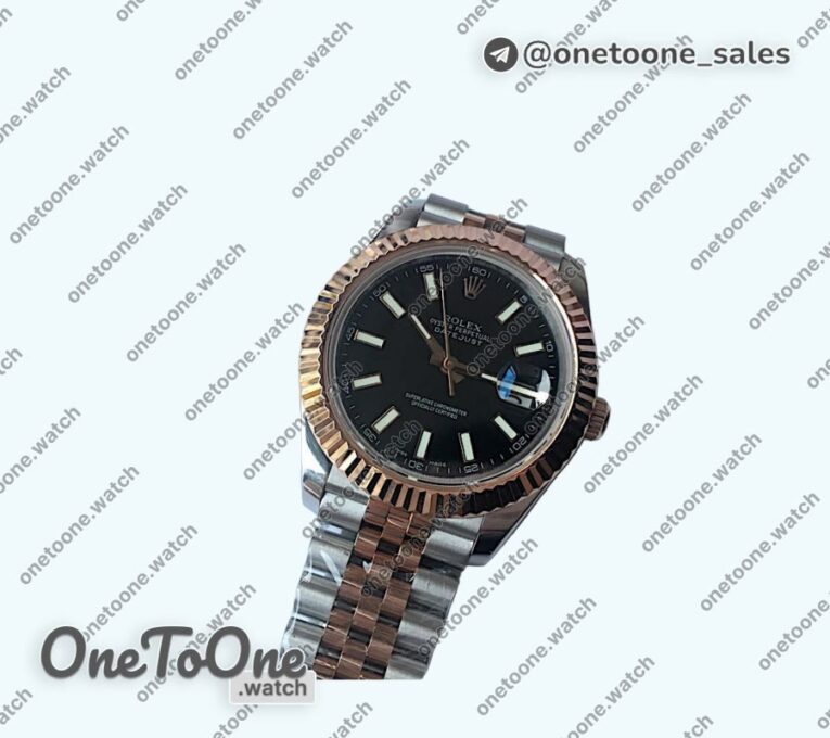 Реплика часов Rolex DateJust 41mm Fluted Bezel Stainless steel/Rose gold 7 Dials Stick Marker Jubilee Bracelet