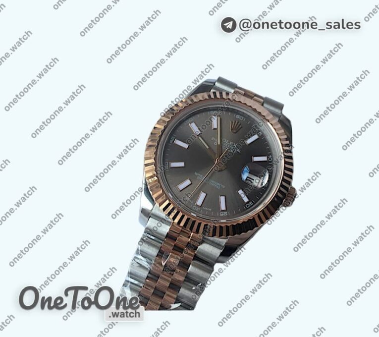 Реплика часов Rolex DateJust 41mm Fluted Bezel Stainless steel/Rose gold 7 Dials Stick Marker Jubilee Bracelet