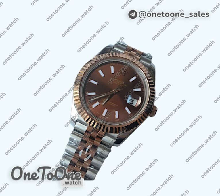 Реплика часов Rolex DateJust 41mm Fluted Bezel Stainless steel/Rose gold 7 Dials Stick Marker Jubilee Bracelet