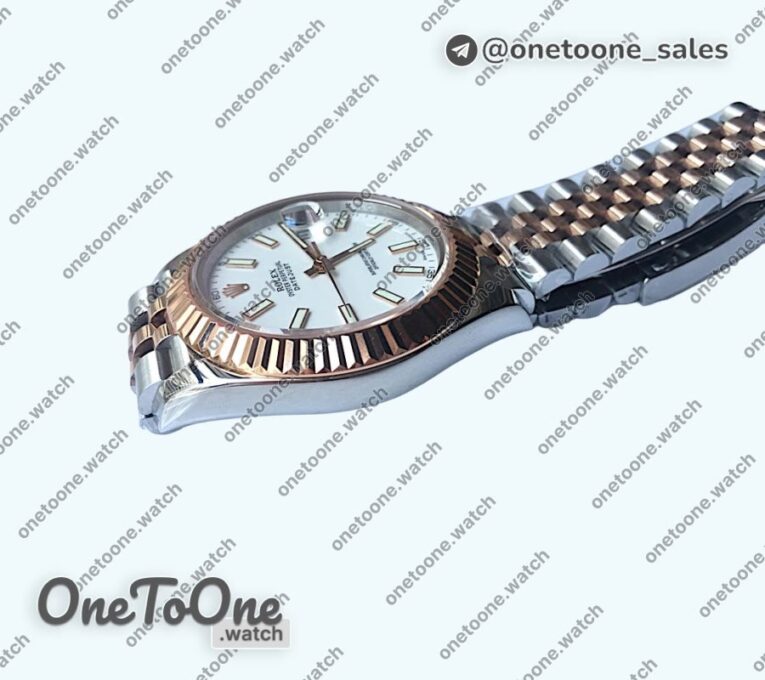 Реплика часов Rolex DateJust 41mm Fluted Bezel Stainless steel/Rose gold 7 Dials Stick Marker Jubilee Bracelet