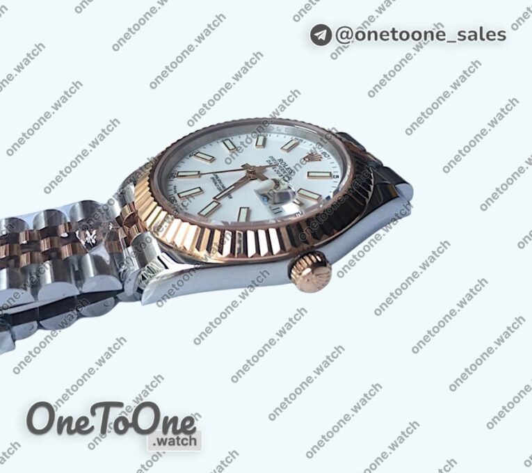 Реплика часов Rolex DateJust 41mm Fluted Bezel Stainless steel/Rose gold 7 Dials Stick Marker Jubilee Bracelet