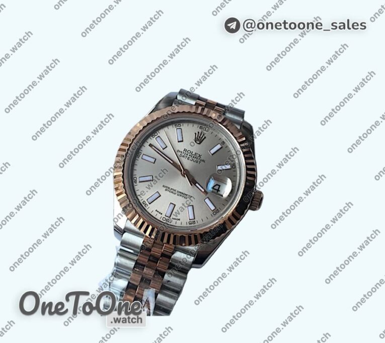 Реплика часов Rolex DateJust 41mm Fluted Bezel Stainless steel/Rose gold 7 Dials Stick Marker Jubilee Bracelet
