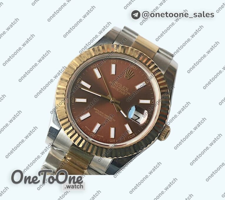 Реплика часов Rolex DateJust 41mm Fluted Bezel Stainless steel/Yellow gold 5 Dials Stick Marker Oyster Bracelet
