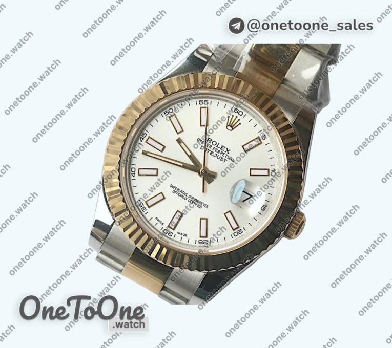 Реплика часов Rolex DateJust 41mm Fluted Bezel Stainless steel/Yellow gold 5 Dials Stick Marker Oyster Bracelet