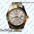 Реплика часов Rolex DateJust 41mm Fluted Bezel Stainless steel/Yellow gold Silver Dial Stick Marker Oyster Bracelet