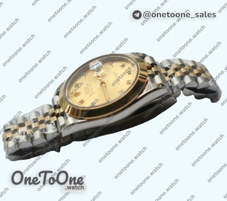 Реплика часов Rolex DateJust 41mm Smooth Bezel Stainless steel/Yellow gold Gold Dial Diamonds Marker Jubilee Bracelet
