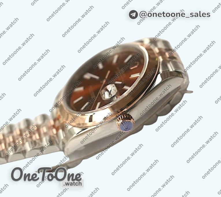 Реплика часов Rolex DateJust 41mm Smooth Bezel Stainless steel/Rose gold Brown&Rose gold Dials Stick Marker Jubilee Bracelet