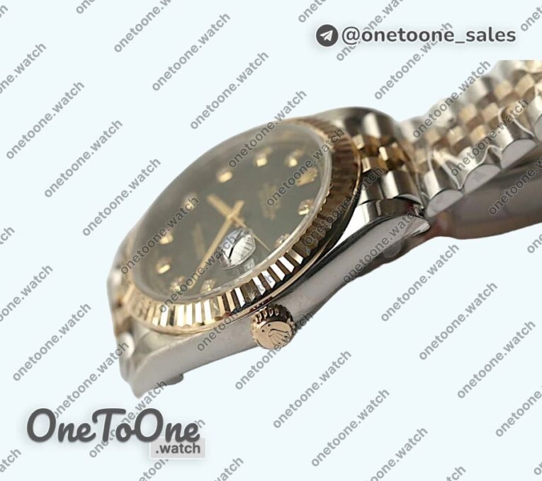 Реплика часов Rolex DateJust 41mm Fluted Bezel Stainless steel/Yellow gold Black&Gold Dials Diamonds Marker Jubilee Bracelet