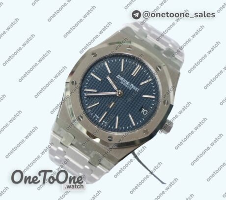 Реплика часов Audemars Piguet Royal Oak 39mm 15202 Stainless steel Top-tier Копия один в один Blue Textured Dial Stainless steel Bracelet