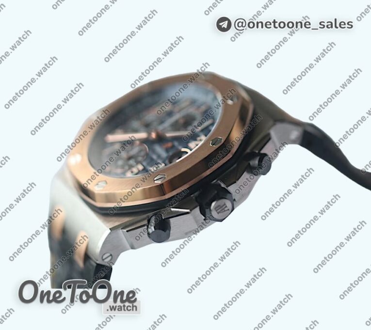 Реплика часов Audemars Piguet Royal Oak Offshore Bucherer Top-tier Копия один в один Two Tone Blue Dial on Black Leather Strap