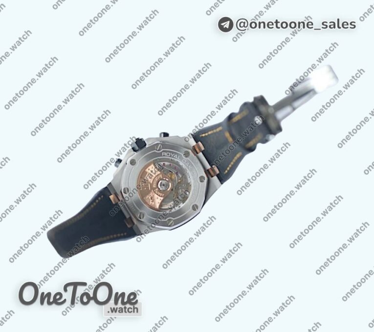 Реплика часов Audemars Piguet Royal Oak Offshore Bucherer Top-tier Копия один в один Two Tone Blue Dial on Black Leather Strap