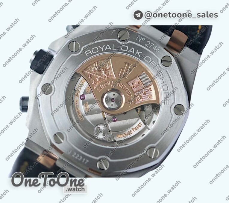 Реплика часов Audemars Piguet Royal Oak Offshore Bucherer Top-tier Копия один в один Two Tone Blue Dial on Black Leather Strap