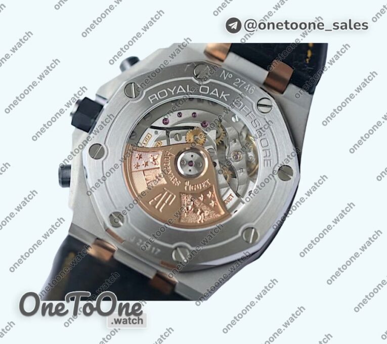 Реплика часов Audemars Piguet Royal Oak Offshore Bucherer Top-tier Копия один в один Two Tone Blue Dial on Black Leather Strap