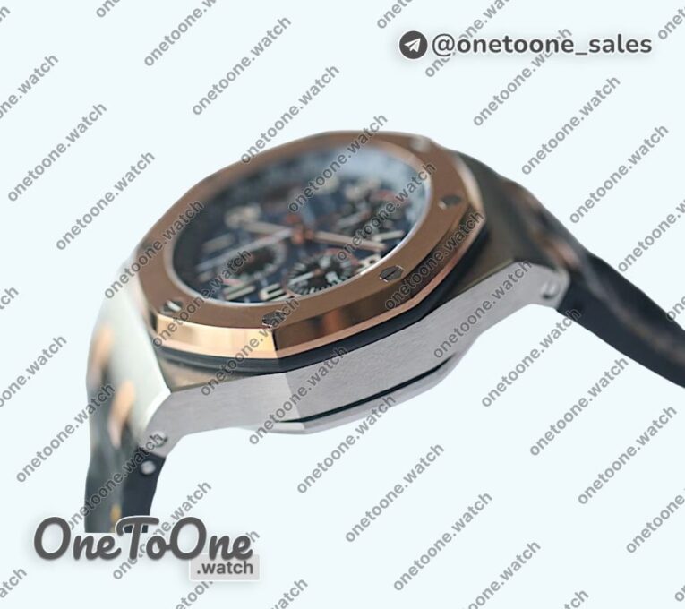 Реплика часов Audemars Piguet Royal Oak Offshore Bucherer Top-tier Копия один в один Two Tone Blue Dial on Black Leather Strap