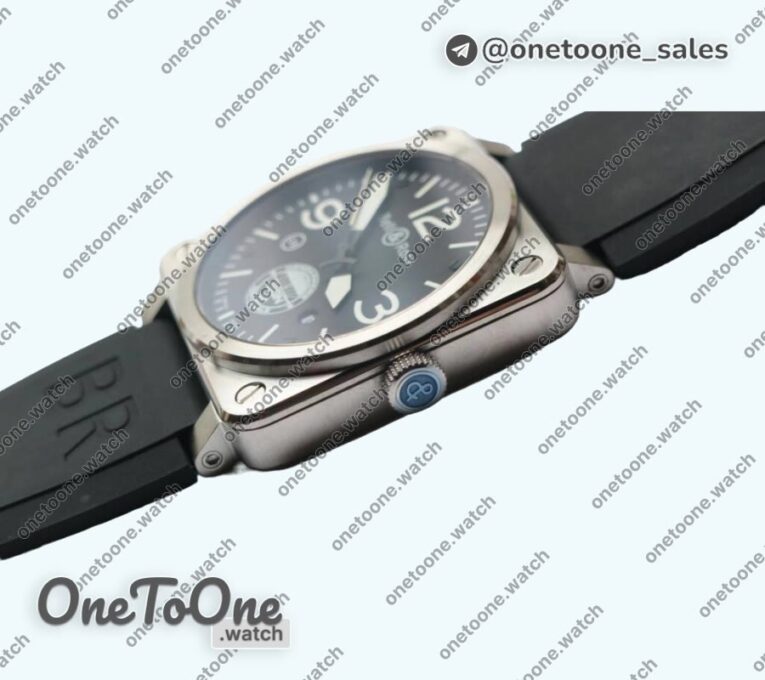 Реплика часов Bell&ross BR 03-92 Stainless steel Case Black Dial GIGN 42.5mm Rubber Strap MIYOTA 9015