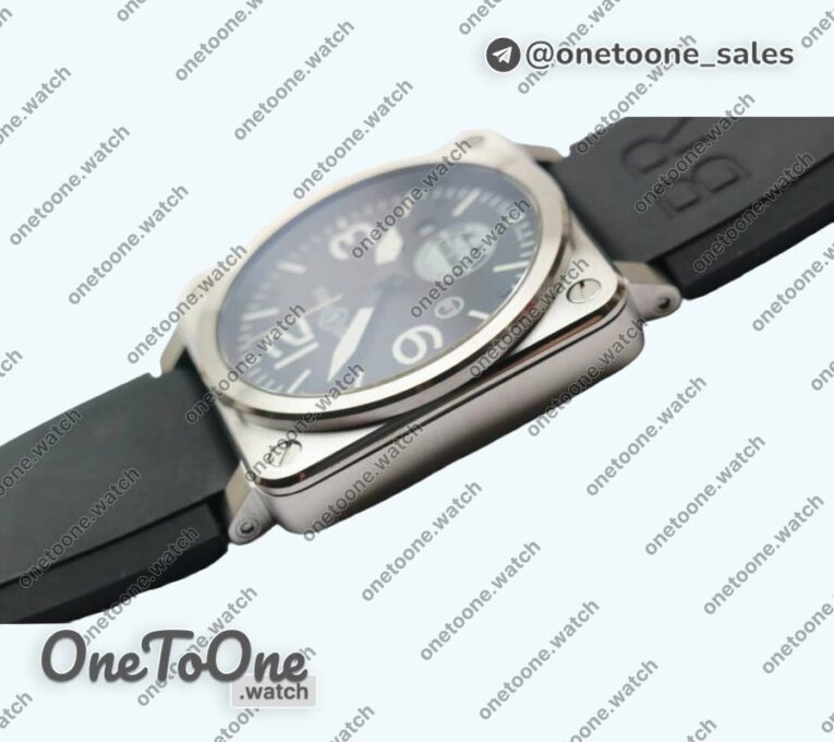 Реплика часов Bell&ross BR 03-92 Stainless steel Case Black Dial GIGN 42.5mm Rubber Strap MIYOTA 9015