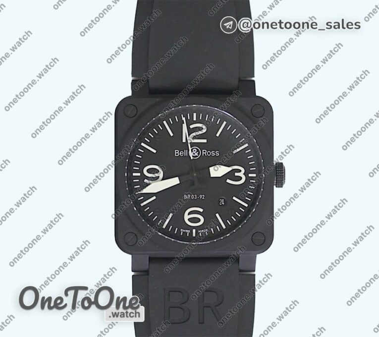 Реплика часов Bell&ross BR 03-92 PVD Case Black Dial 42.5mm Rubber Strap MIYOTA 9015