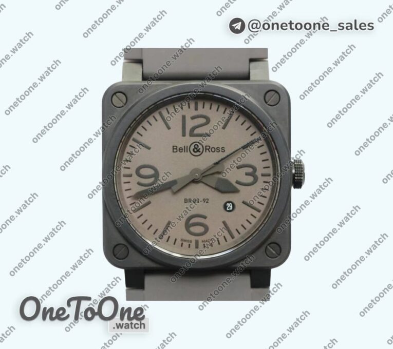 Реплика часов Bell&ross BR 03-92 PVD Case Grey Dial 42.5mm Rubber Strap MIYOTA 9015