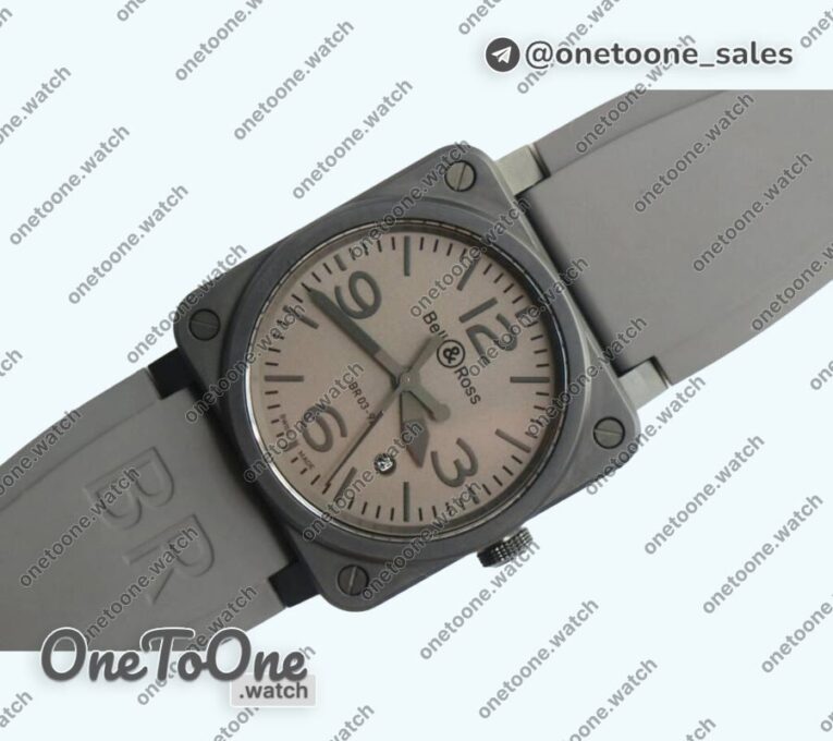 Реплика часов Bell&ross BR 03-92 PVD Case Grey Dial 42.5mm Rubber Strap MIYOTA 9015