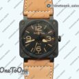 Реплика часов Bell&ross BR 03-92 PVD Case Black Dial Brown Num 42.5mm Leather Strap MIYOTA 9015
