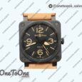 Реплика часов Bell&ross BR 03-92 PVD Case Black Dial Brown Num 42.5mm Leather Strap MIYOTA 9015