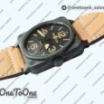 Реплика часов Bell&ross BR 03-92 PVD Case Black Dial Brown Num 42.5mm Leather Strap MIYOTA 9015