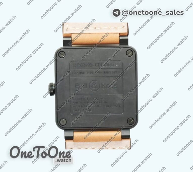 Реплика часов Bell&ross BR 03-92 PVD Case Black Dial Brown Num 42.5mm Leather Strap MIYOTA 9015