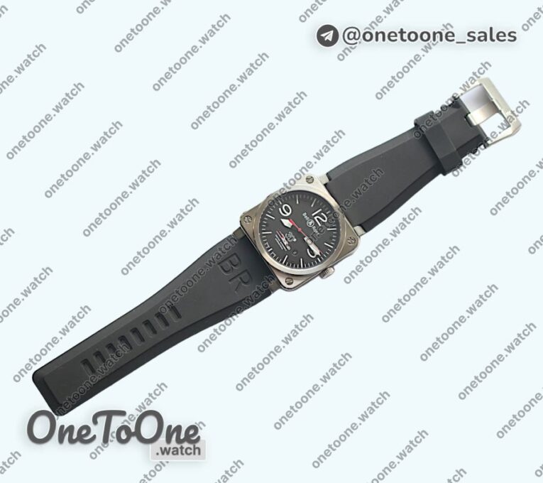 Реплика часов Bell&ross BR 03-92 Stainless steel Case Black Dial 30 42.5mm Rubber Strap MIYOTA 9015