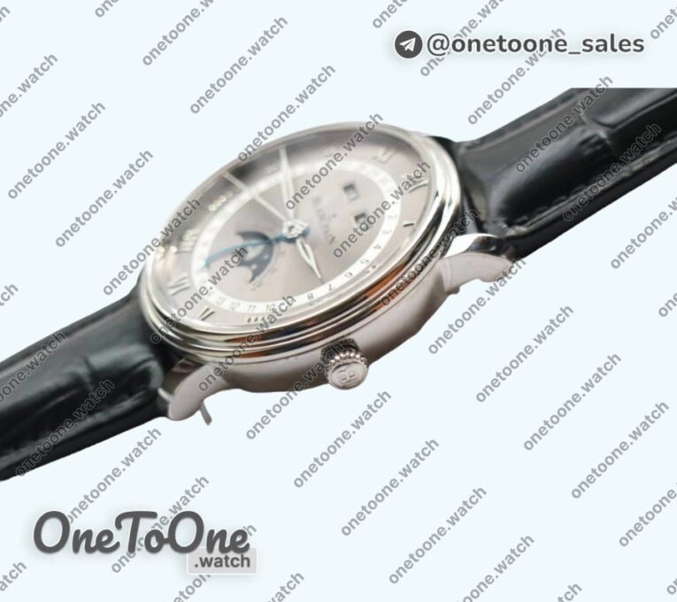 Реплика часов Blancpain Villeret 6654 Stainless steel Complicated Function Top-tier Копия один в один White&Grey Dials Leather Strap V3