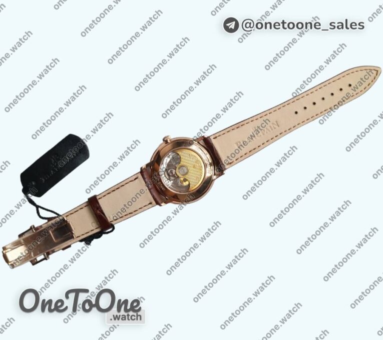 Реплика часов Blancpain Villeret 6651 Rose gold Top-tier Копия один в один White Dial Brown Leather Strap
