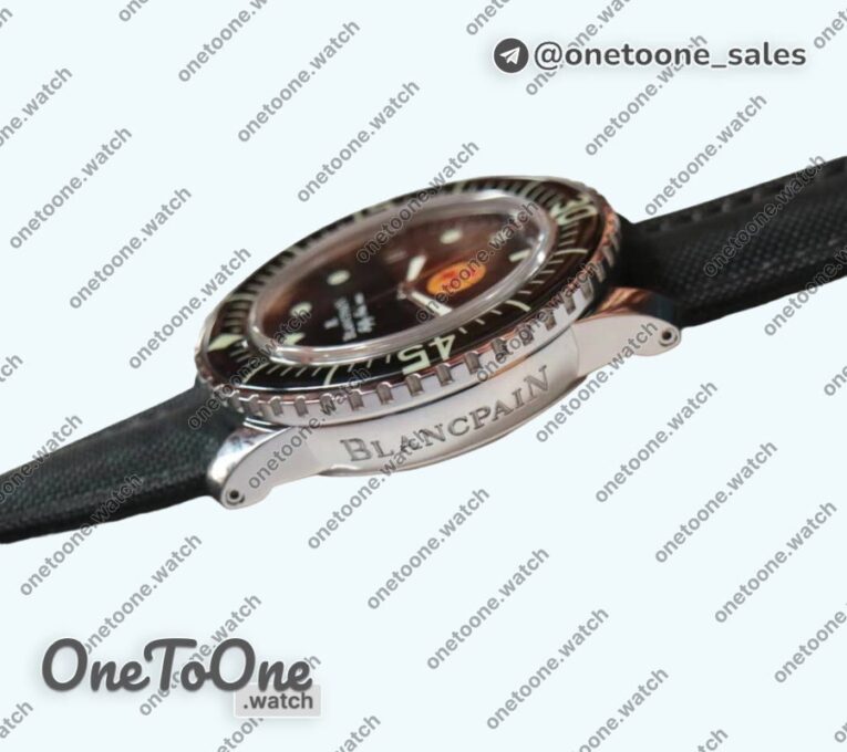 Реплика часов Blancpain Fifty Fathoms Stainless steel "No Radiation" Limited Edition Black Dial Sail-canvas Strap (Free Extra Strap)