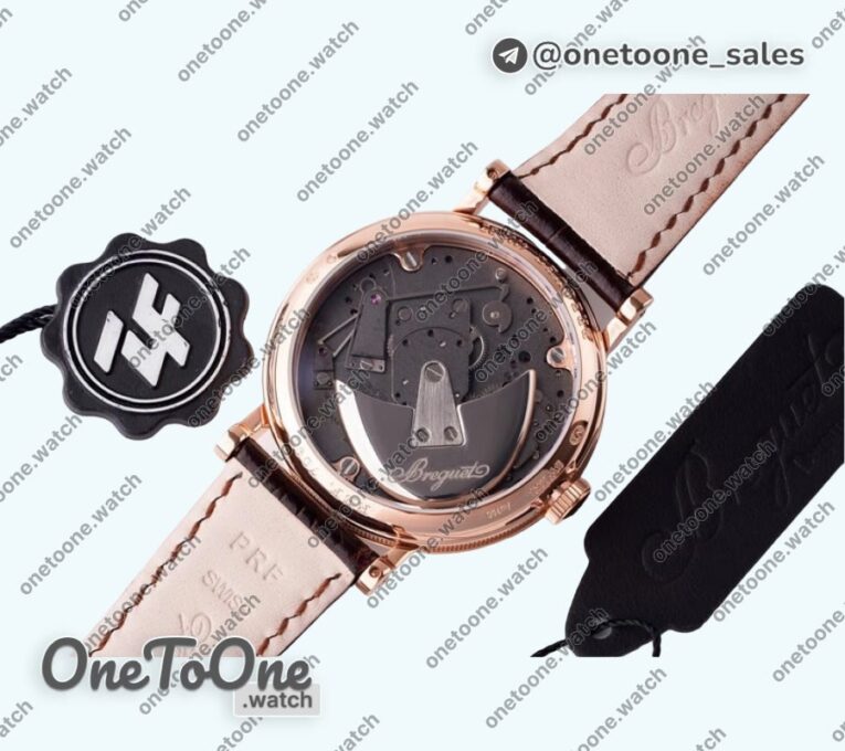 Реплика часов Breguet Tradition 7097BB Rose gold Top-tier Копия один в один White/Gray Dial Brown Leather Strap