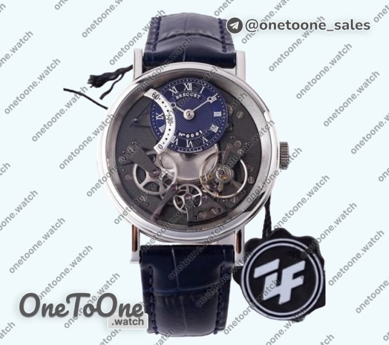 Реплика часов Breguet Tradition 7097BB Stainless steel Top-tier Копия один в один Blue/Gray Dial Blue Leather Strap