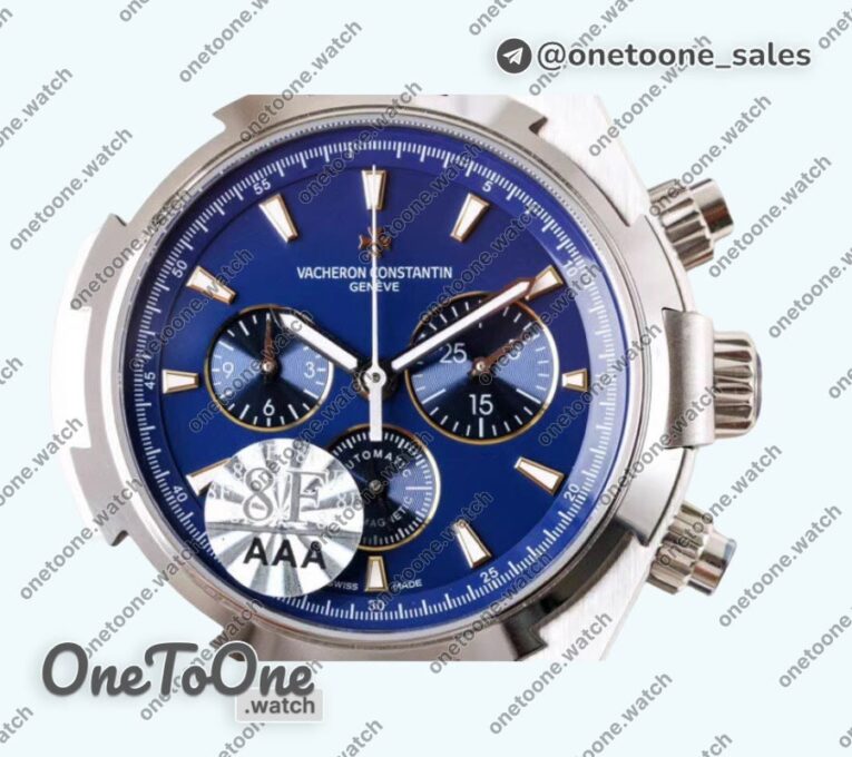 Реплика часов Vacheron Constantin Overseas Chrono Ref.5500V Stainless steel Blue&Black&White Dials Rubber Strap