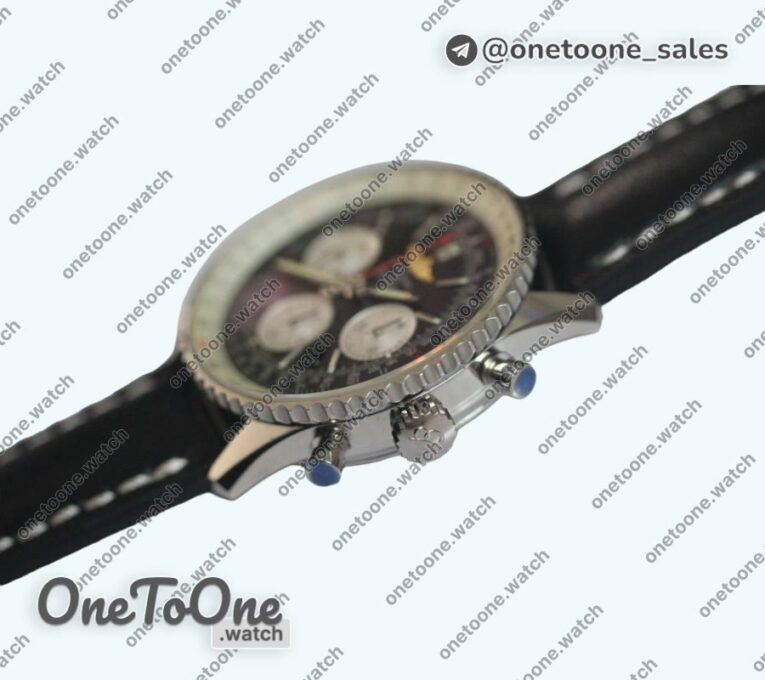 Реплика часов Breitling Navitimer Chronograph 43mm Stainless steel Case Black Dial Leather Asia 7750