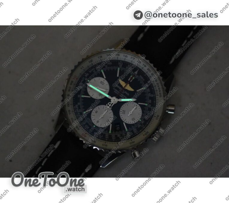 Реплика часов Breitling Navitimer Chronograph 43mm Stainless steel Case Black Dial Leather Asia 7750