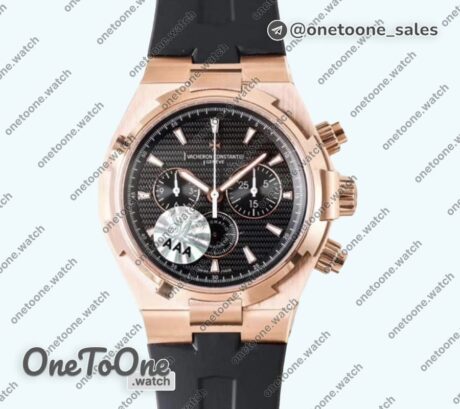 Реплика часов Vacheron Constantin Overseas Chrono Ref.5500V Rose gold Case Black&White Dials Rubber Strap