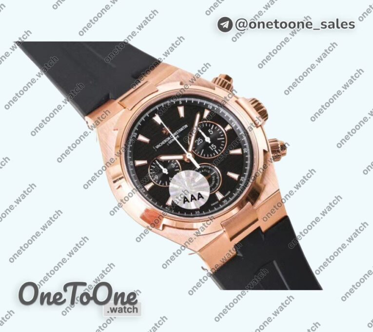 Реплика часов Vacheron Constantin Overseas Chrono Ref.5500V Rose gold Case Black&White Dials Rubber Strap