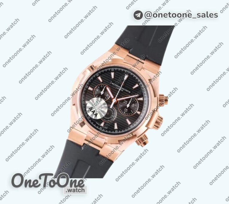 Реплика часов Vacheron Constantin Overseas Chrono Ref.5500V Rose gold Case Black&White Dials Rubber Strap