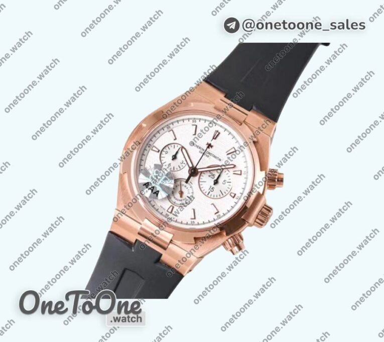 Реплика часов Vacheron Constantin Overseas Chrono Ref.5500V Rose gold Case Black&White Dials Rubber Strap