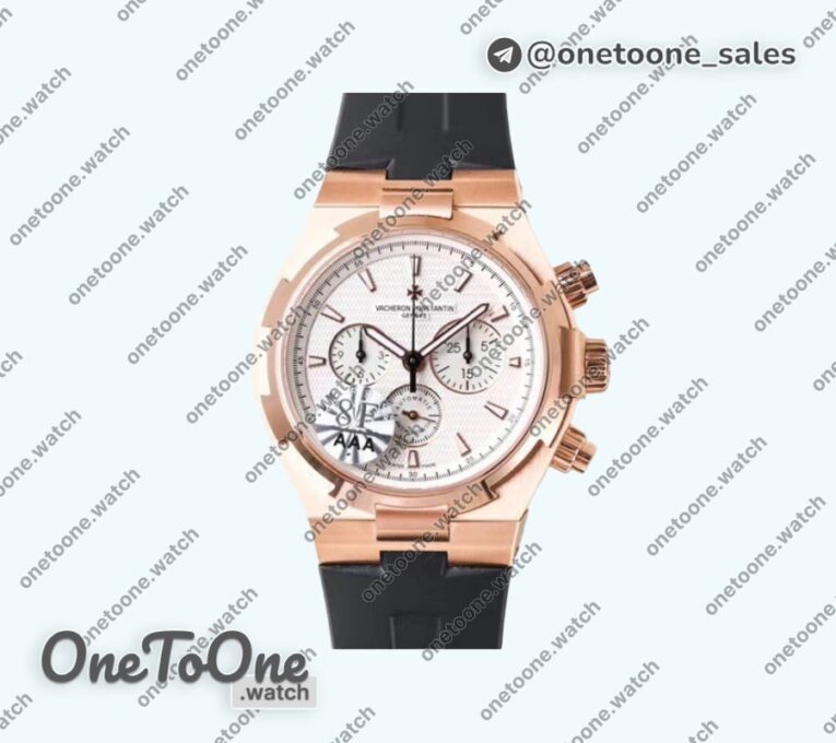 Реплика часов Vacheron Constantin Overseas Chrono Ref.5500V Rose gold Case Black&White Dials Rubber Strap