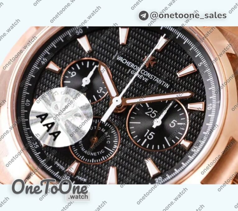 Реплика часов Vacheron Constantin Overseas Chrono Ref.5500V Rose gold Case Black&White Dials Rubber Strap