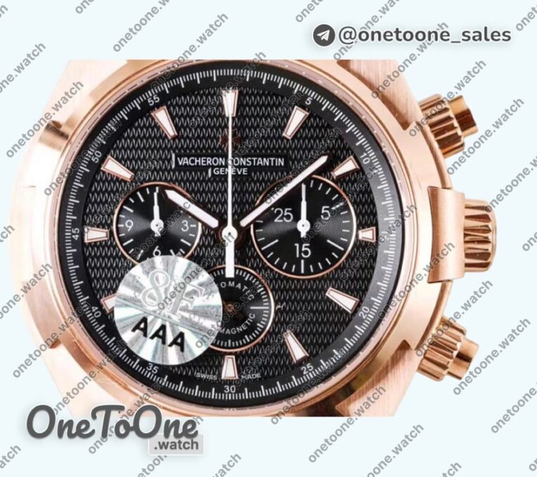 Реплика часов Vacheron Constantin Overseas Chrono Ref.5500V Rose gold Case Black&White Dials Rubber Strap