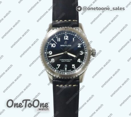 Реплика часов Breitling Navitimer 8 Automatic 41mm Top-tier Копия один в один Black Dial Leather Strap